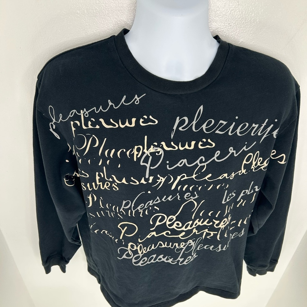 Pleasures Shatter Long Sleeve‎ T Shirt Size Large Streetwear Crewneck Black Logo - Picture 5 of 11